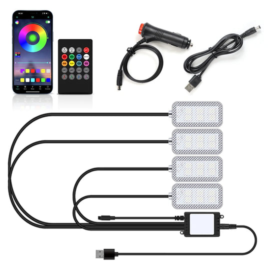 LED Car Interior Ambient Foot Strip Light New Neon Kit Accessories Backlight Remote App Music Control Auto RGB Decorative Lamps - IFINDALL