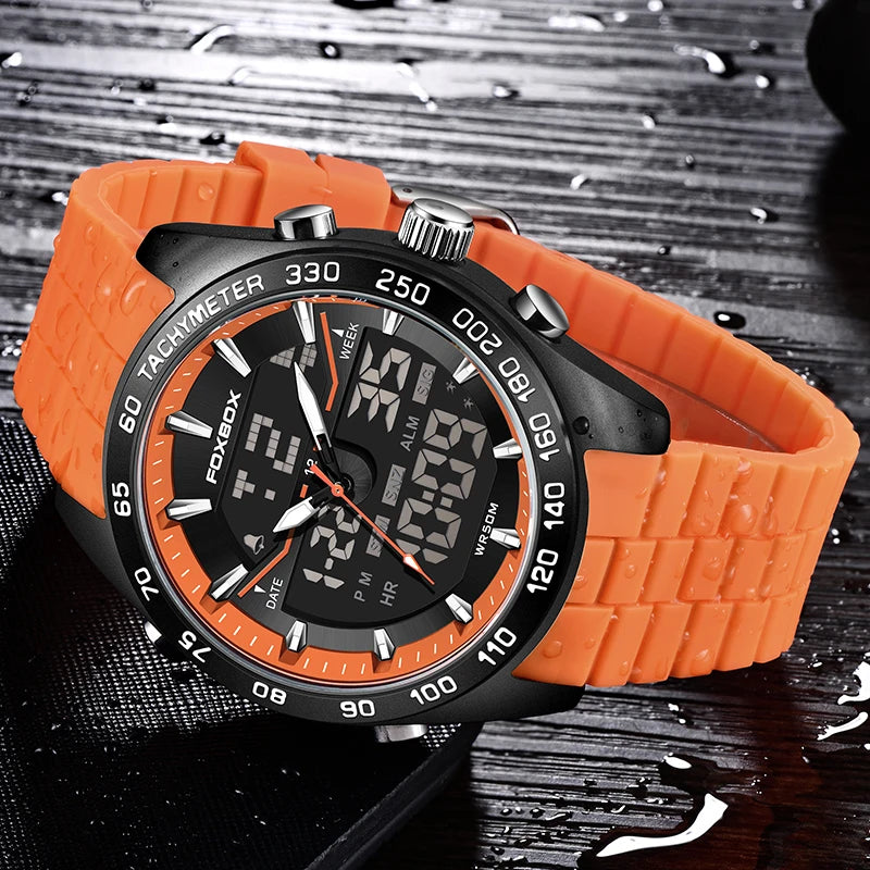 New FOXBOX Fashion Military Watches for Men Luxury Original Sports Chronograph Watch Waterproof Quartz WristWatch Clock Gift - IFINDALL