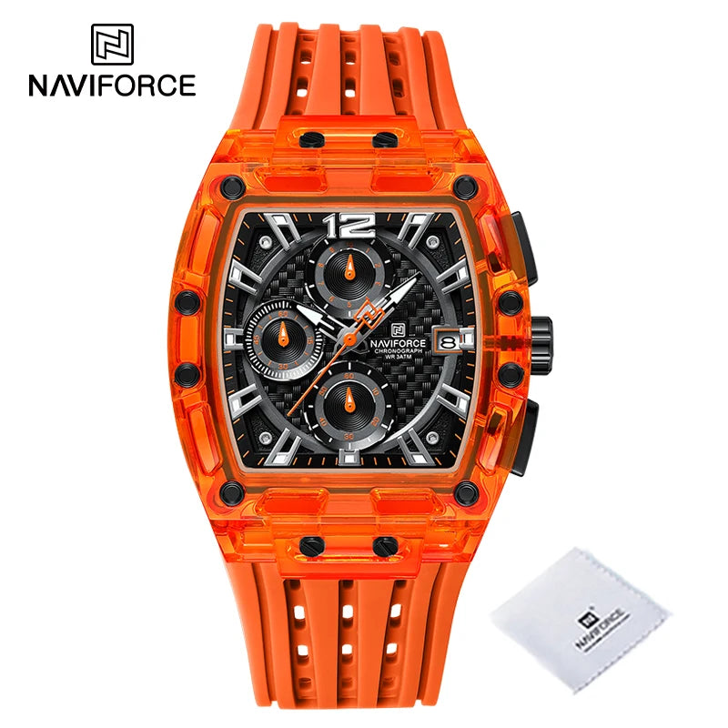 New NAVIFORCE Men's Quartz Multifunction Watches Fashion Sports Chronograph 5ATM Waterproof Silicone Band Casual Man Wrist Watch - IFINDALL