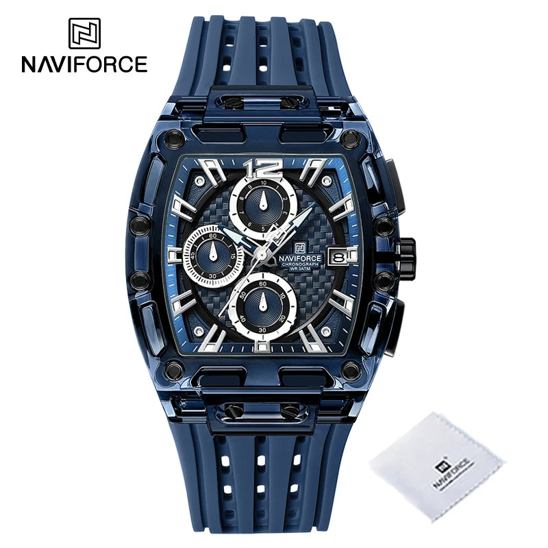 New NAVIFORCE Men's Quartz Multifunction Watches Fashion Sports Chronograph 5ATM Waterproof Silicone Band Casual Man Wrist Watch - IFINDALL