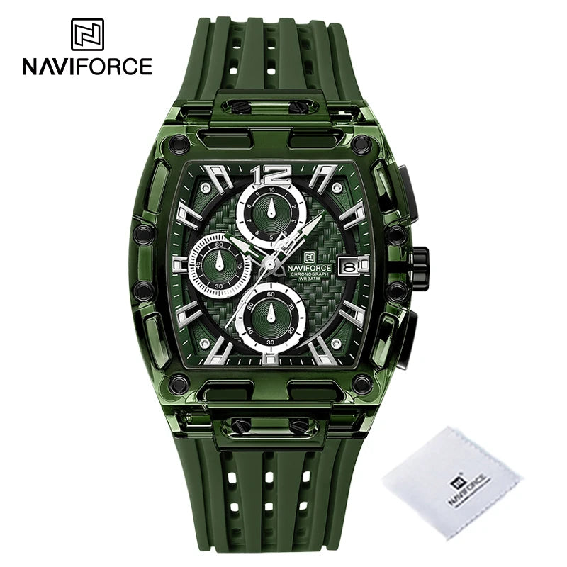 New NAVIFORCE Men's Quartz Multifunction Watches Fashion Sports Chronograph 5ATM Waterproof Silicone Band Casual Man Wrist Watch - IFINDALL