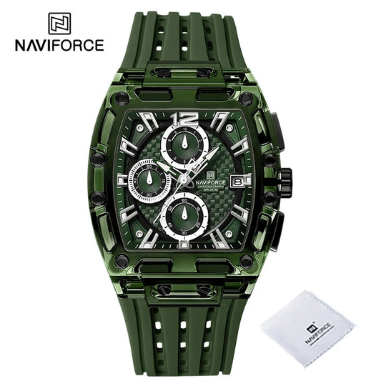 New NAVIFORCE Men's Quartz Multifunction Watches Fashion Sports Chronograph 5ATM Waterproof Silicone Band Casual Man Wrist Watch - IFINDALL