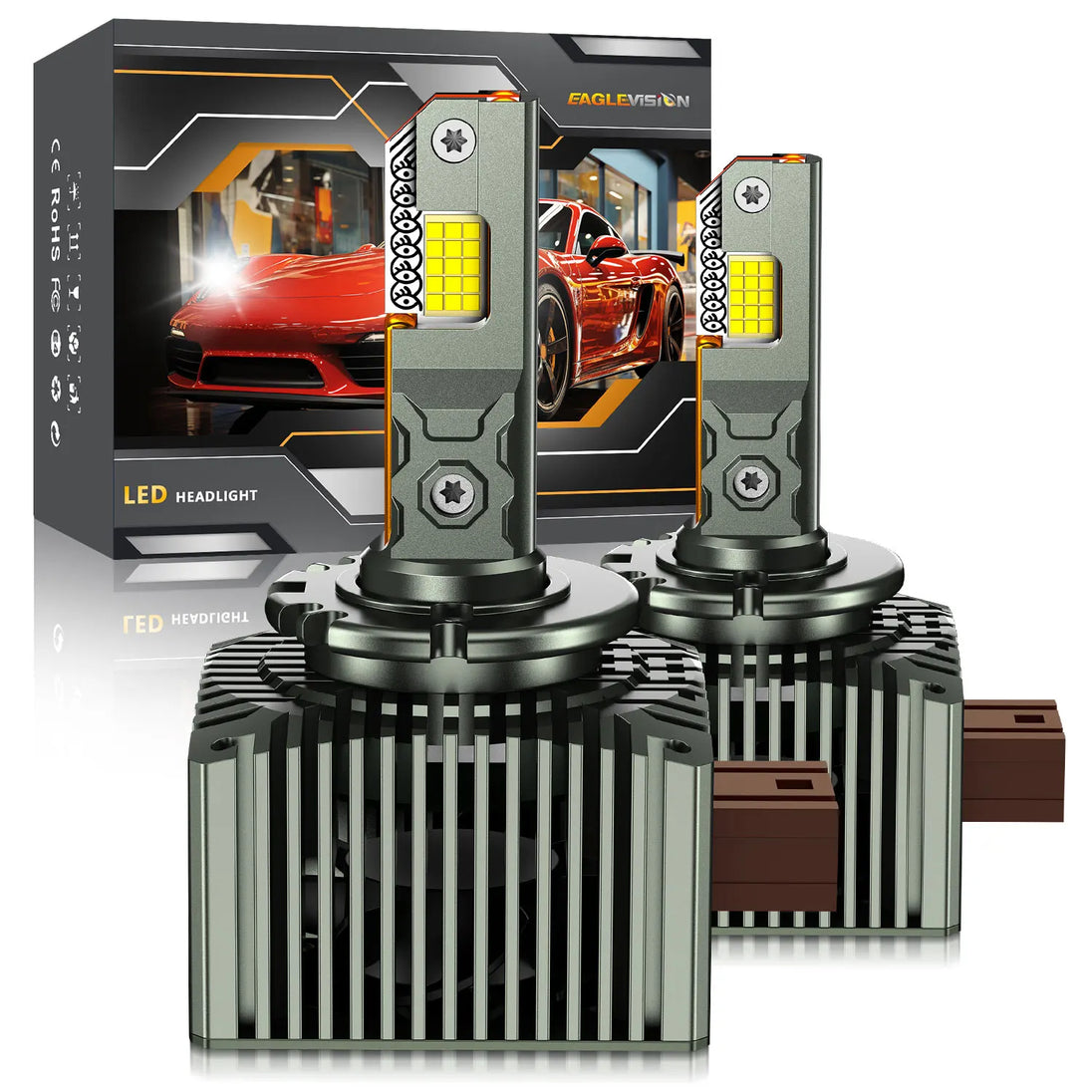 Chftsoan D Series LED Headlight Bulb D1S D2S D3S D4S Canbus Headlamp Super Bright 2000W Auto Headlight 6000K No Error Plug&Play - IFINDALL