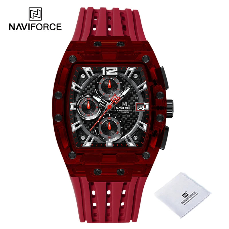 New NAVIFORCE Men's Quartz Multifunction Watches Fashion Sports Chronograph 5ATM Waterproof Silicone Band Casual Man Wrist Watch - IFINDALL