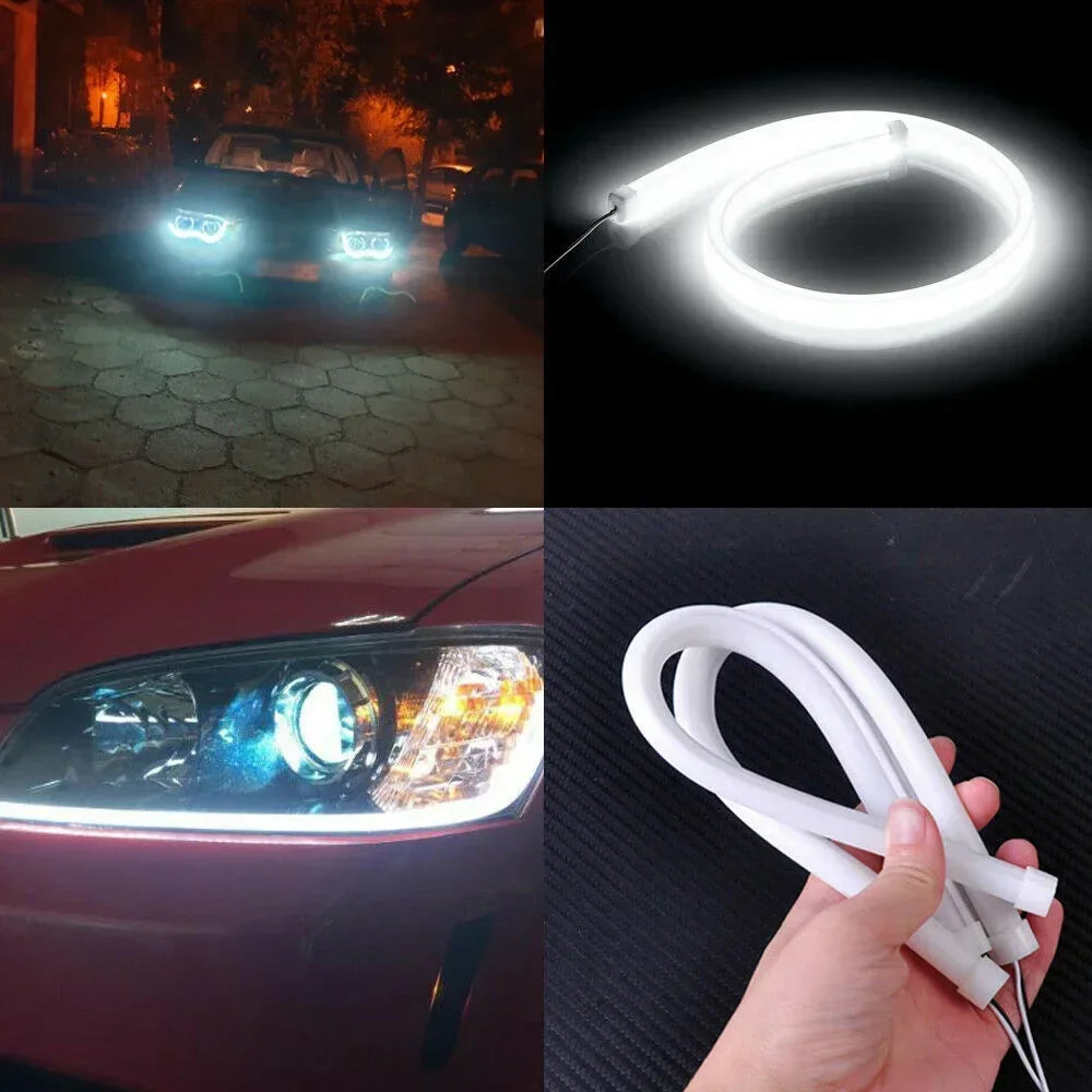 2 PCS DRL Car Flexible LED Daytime Running Lights Turn Signal Lamp Headlight Waterproof 60cm White 6000K DC 12V - IFINDALL