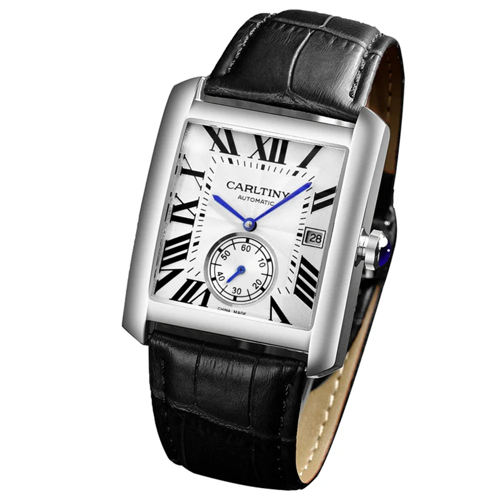 Luxury Automatic Watch Men Mechanical Wristwatches Top Brand Dress Watches Square Stainless Steel Waterproof Clock CARLTINY 2023 - IFINDALL