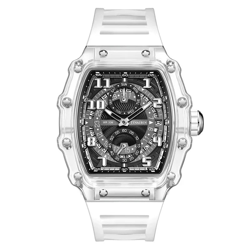 Unique Blue Fashion Brand Men's Watches Silicone Strap Waterproof Out Door Sport Military Watches for Men Multi Function Luxury - IFINDALL