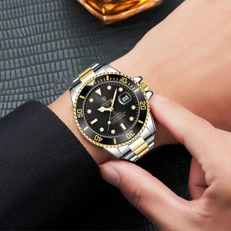 Luxury Brand Automatic Wrist Watches Tevise Stainless Steel Date Calendar Watch Diver Waterproof Military Men's Mechanical Watch - IFINDALL