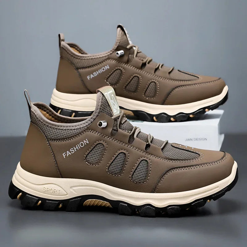 Sneakers for Men Soft Hiking Shoes Breathable Outdoor Walking Men Shoes Light Black Hike Footwear Climbing Shoes Men - IFINDALL