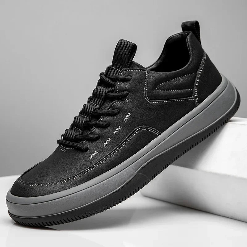 Autumn and Winter Genuine Leather Men's Shoes Fashion Men's Casual Leather Shoes Thick Sole Anti Slip Sports Shoes - IFINDALL