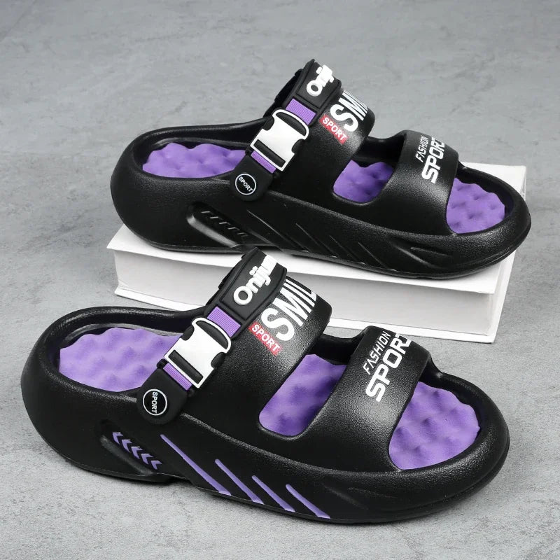 NEW Men's Massage Slippers Outdoor Sandals Beach Comfortable Soft Slides Casual Shoes Men Indoor Outdoor Slippers Big Size 39-48 - IFINDALL
