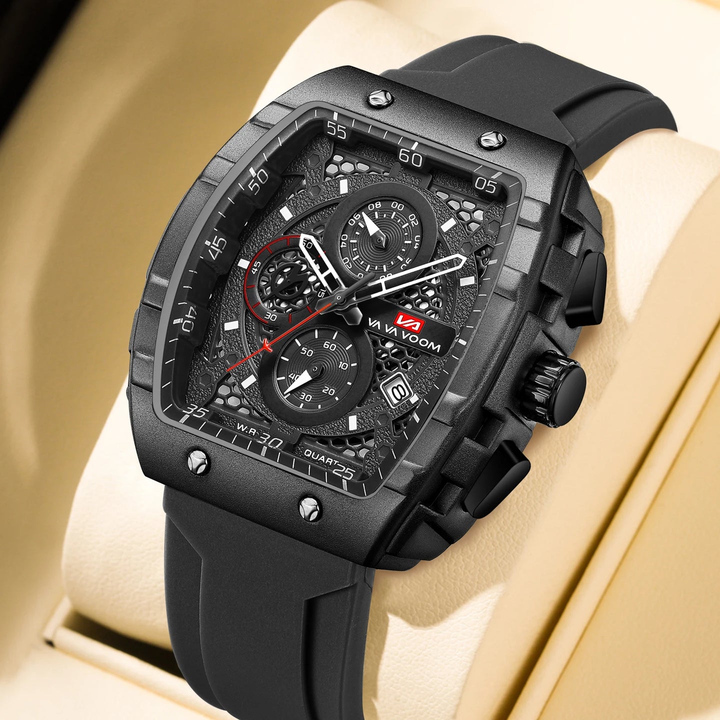 2025 New VA VA VOOM Top Brand Men Watches Luxury Square Sports Quartz Watch Waterproof Multifunctional Chronograph Watch for Men - IFINDALL