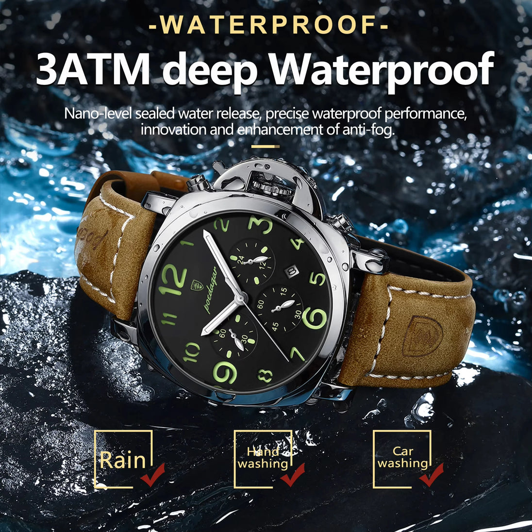 POEDAGAR Sports Military Watch For Men Waterproof Luminous Leather Man Watch Quartz High Quality Men's Sports Watches Male Reloj - IFINDALL