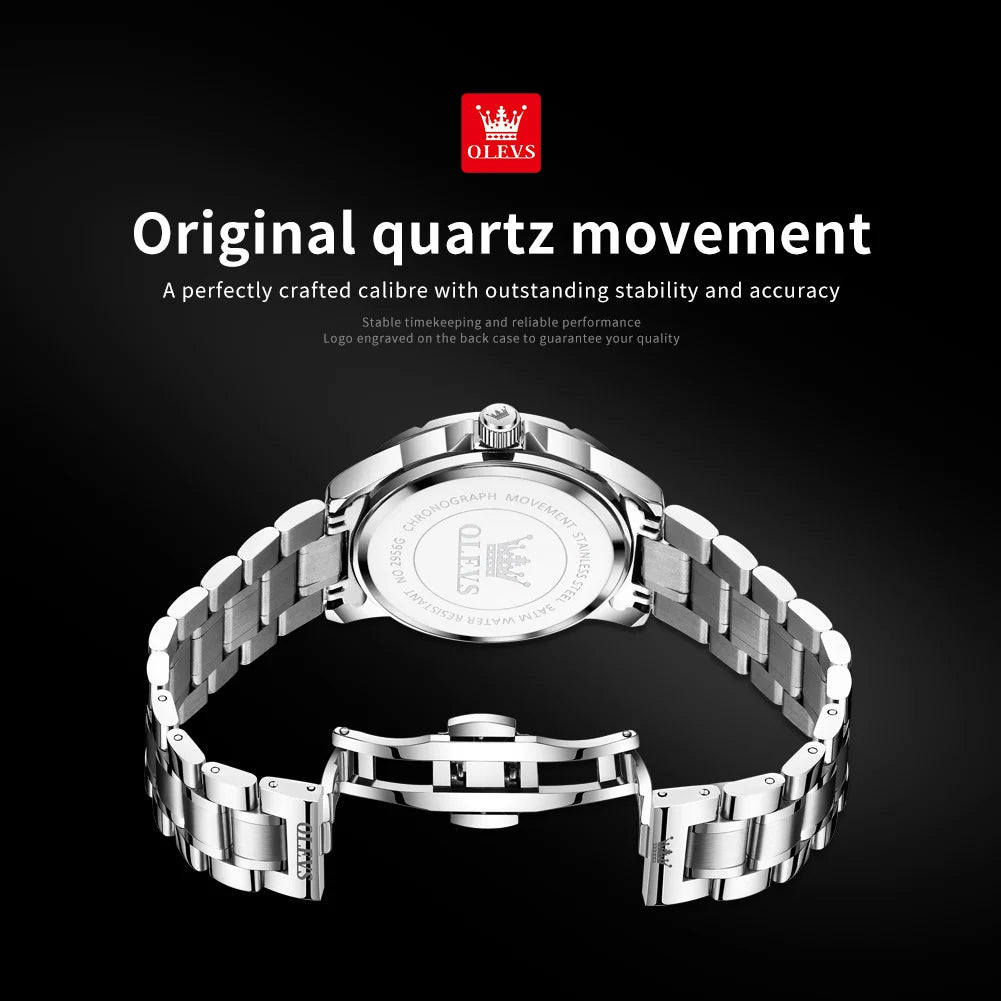OLEVS Men's Watches Business Quartz Watch For Men Date Moon-Phase Wristwatch 2025 New Luxury Fashion Watch Waterproof 2956 - IFINDALL