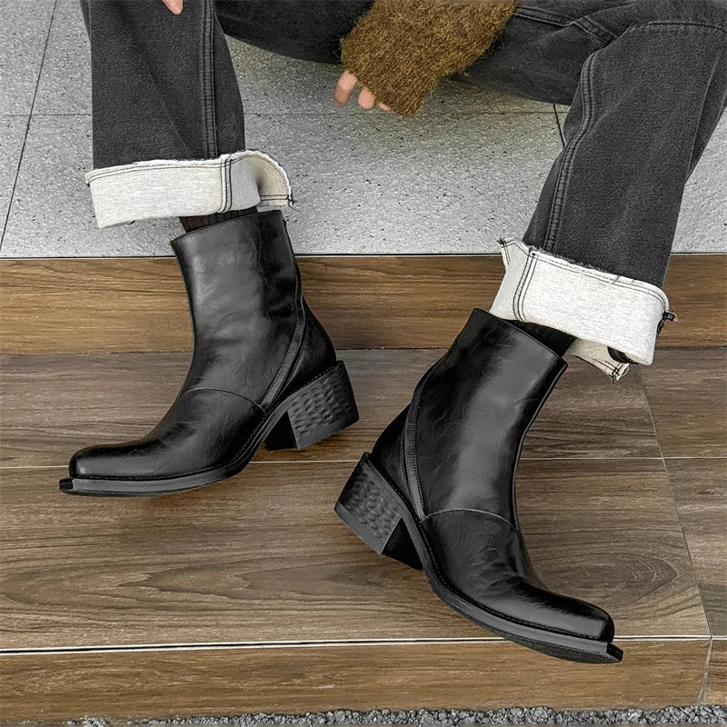 Leather Boots Men Brand British Style Comfortable Fashion Thick-Soled Wizard Ankle Boots - IFINDALL