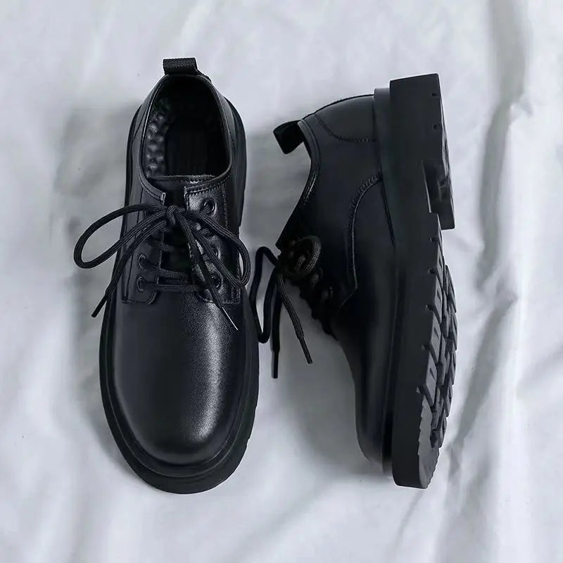 Casual leather shoes men's new business leather shoes British style student thick soled suit men's versatile trendy shoes - IFINDALL