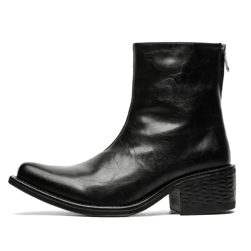 Leather Boots Men Brand British Style Comfortable Fashion Thick-Soled Wizard Ankle Boots - IFINDALL