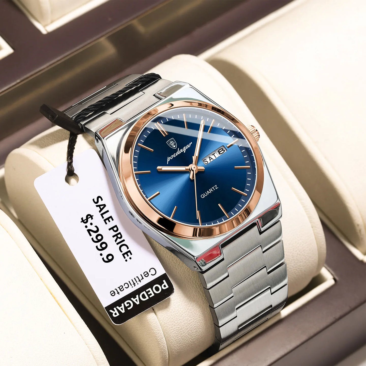 POEDAGAR High Quality Watches For Men Stainless Steel Waterproof Luminous Man Watch Date Week Luxury Business Quartz Men's Watch - IFINDALL