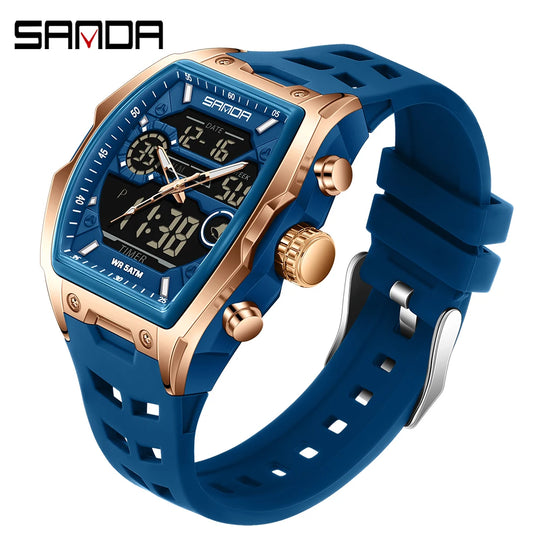 SANDA Men Electronic Watch Big Dial Sports LED Analog Digital Chronograph Military Dual Display Man Wristwatch relogio masculino - IFINDALL