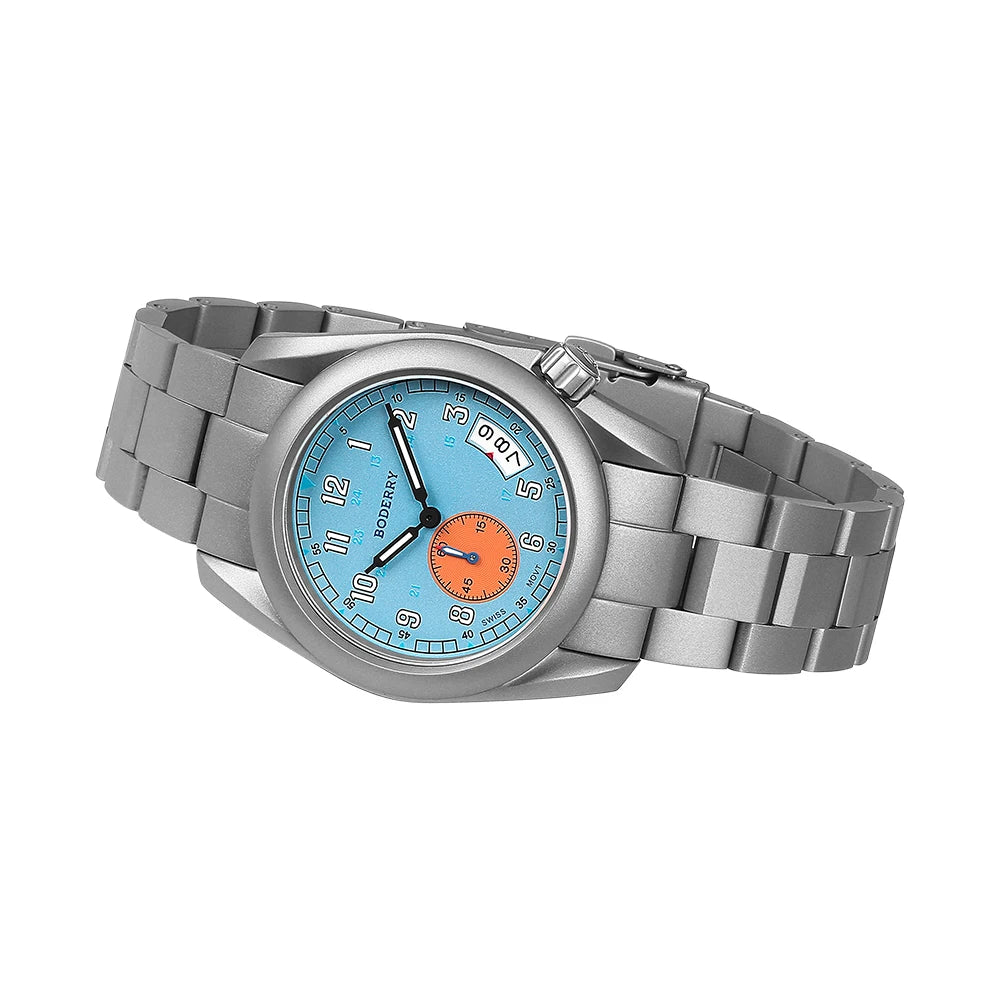 Boderry Field Watch Titanium Quartz Watches VOYAGER 38 Mens 100M Waterproof Clock Military Sport Luminous Business Wristwatch - IFINDALL