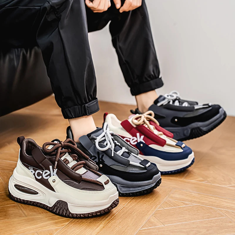Designer Thick Bottom Mens Casual Sneakers Outdoor Athletic Jogging Shoes Fashion Board Shoes Breathable Anti Slip Walking Shoes - IFINDALL