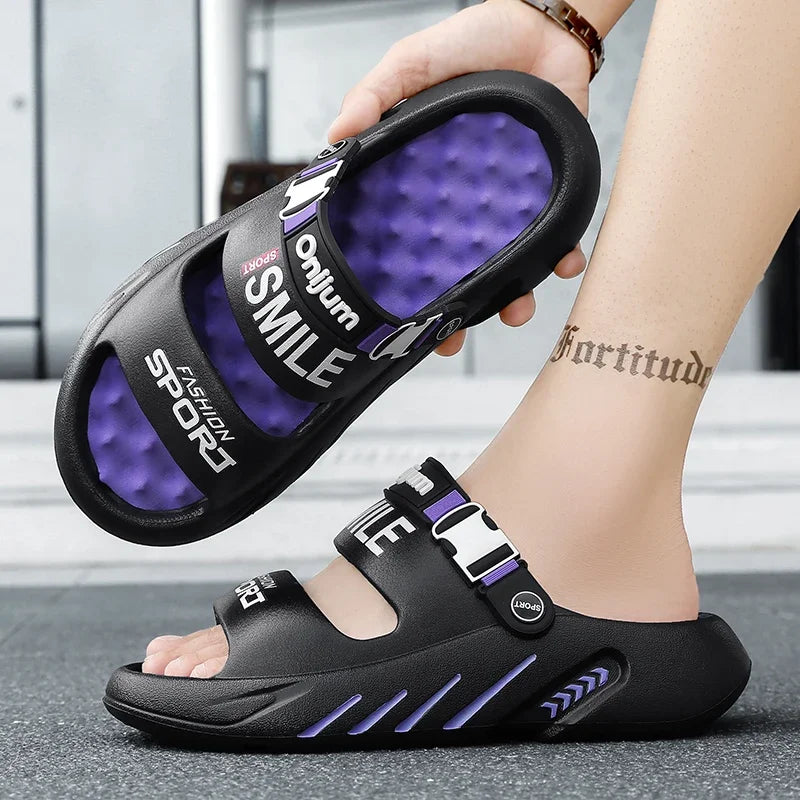 NEW Men's Massage Slippers Outdoor Sandals Beach Comfortable Soft Slides Casual Shoes Men Indoor Outdoor Slippers Big Size 39-48 - IFINDALL