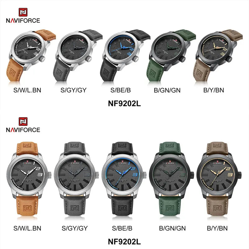 NAVIFORCE Men Wristwatch Top Brand Luxury Waterproof Watch Simple Sport Military Army Original Business Quartz Male Clock 9202 - IFINDALL