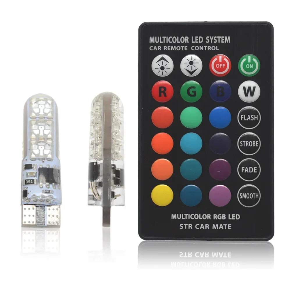 T10 W5w 194 168 5050 Festoon Dome Light Wedge Side Led SilicaGel LED Remote Controller Lamp RGB Bulbs Width Indicator - IFINDALL