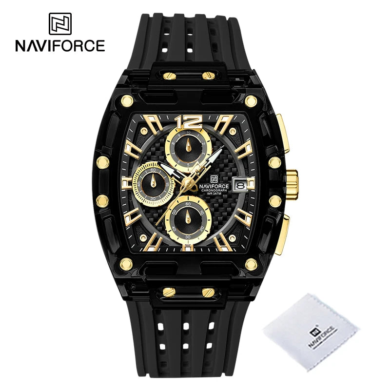 New NAVIFORCE Men's Quartz Multifunction Watches Fashion Sports Chronograph 5ATM Waterproof Silicone Band Casual Man Wrist Watch - IFINDALL