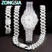 Stunning rhinestone-encrusted watch set with matching chain necklace - Round dial Quartz movement - IFINDALL