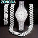 Stunning rhinestone-encrusted watch set with matching chain necklace - Round dial Quartz movement - IFINDALL