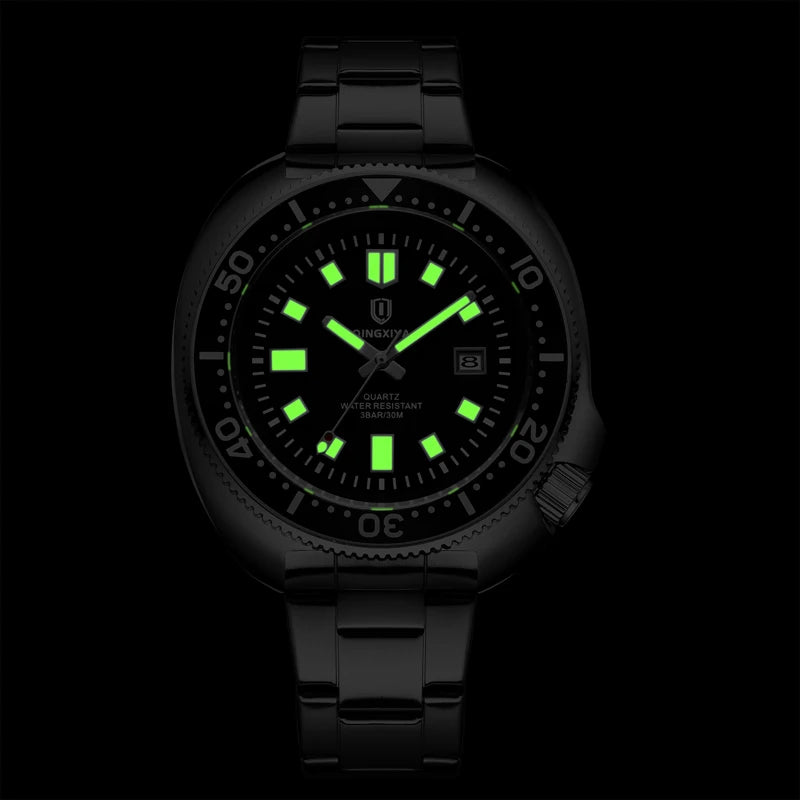 QINGXIYA Brand New Fashion Design Date Quartz Watch for Men Stainless Steel Waterproof Luminous Mens Watches Relogio Masculino - IFINDALL