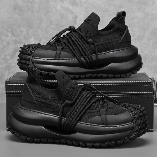 Chunky Sneaker Men Designer Sport Shoes Fashion Casual Microfiber Leather Fabric Breathable Height Increased Flat Platform Shoes - IFINDALL