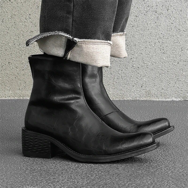 Leather Boots Men Brand British Style Comfortable Fashion Thick-Soled Wizard Ankle Boots - IFINDALL