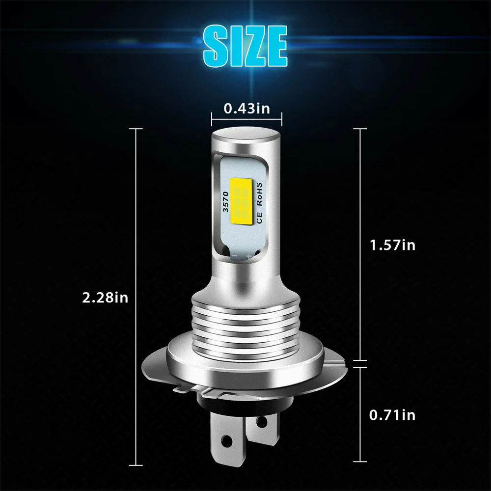 2Pcs H7 H4 Led Car Headlight  Super Bright CSP LED Headlight Fog DRL Bulbs Kit High Low Beam White - IFINDALL