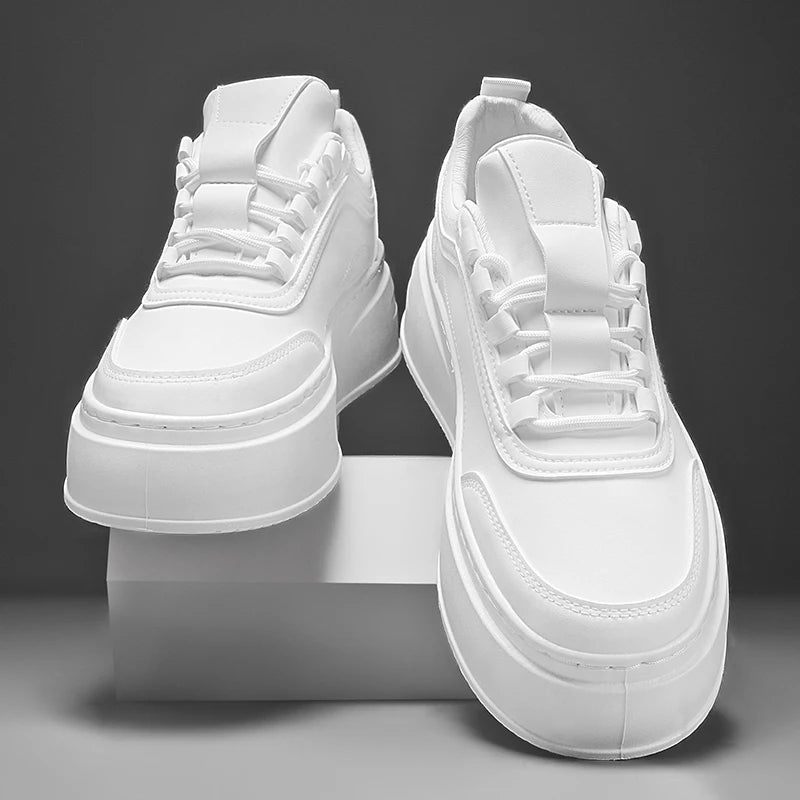 2024 Autumn New Men's Board Shoes Thick Sole Elevated Shoes Trendy Fashion Casual Shoes Student Four Seasons Little White Shoes - IFINDALL