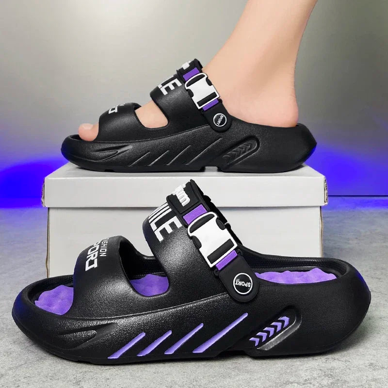 NEW Men's Massage Slippers Outdoor Sandals Beach Comfortable Soft Slides Casual Shoes Men Indoor Outdoor Slippers Big Size 39-48 - IFINDALL