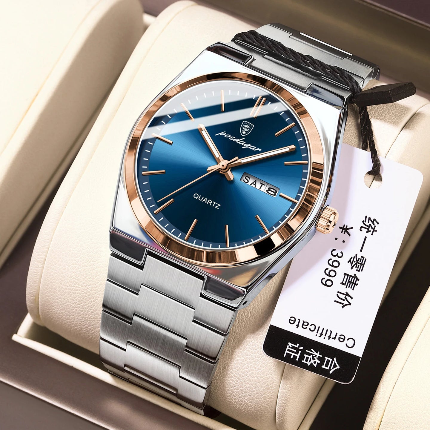 POEDAGAR Fashion Men's Watches Simple Trend Original Quartz Watch for Man Waterproof Stainless Steel Wristwatch Luminous Date - IFINDALL