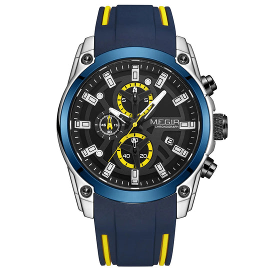 MEGIR Men's Watches Top Brand Luxury Sport Military Wristwatch Chronograph Luminous Date Quartz Watch Silicone Strap Male Clock - IFINDALL