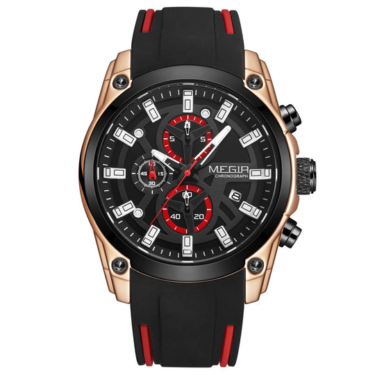 MEGIR Men's Watches Top Brand Luxury Sport Military Wristwatch Chronograph Luminous Date Quartz Watch Silicone Strap Male Clock - IFINDALL