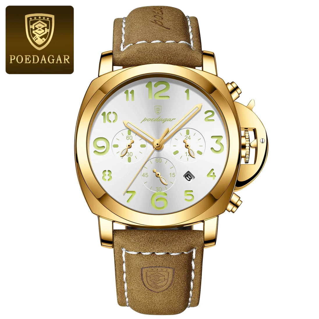 POEDAGAR Sports Military Watch For Men Waterproof Luminous Leather Man Watch Quartz High Quality Men's Sports Watches Male Reloj - IFINDALL