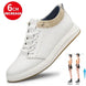 Men's genuine leather sneakers elevator shoes breathable height increasing shoes men luxury 6cm 8cm white casual lift skateboard - IFINDALL
