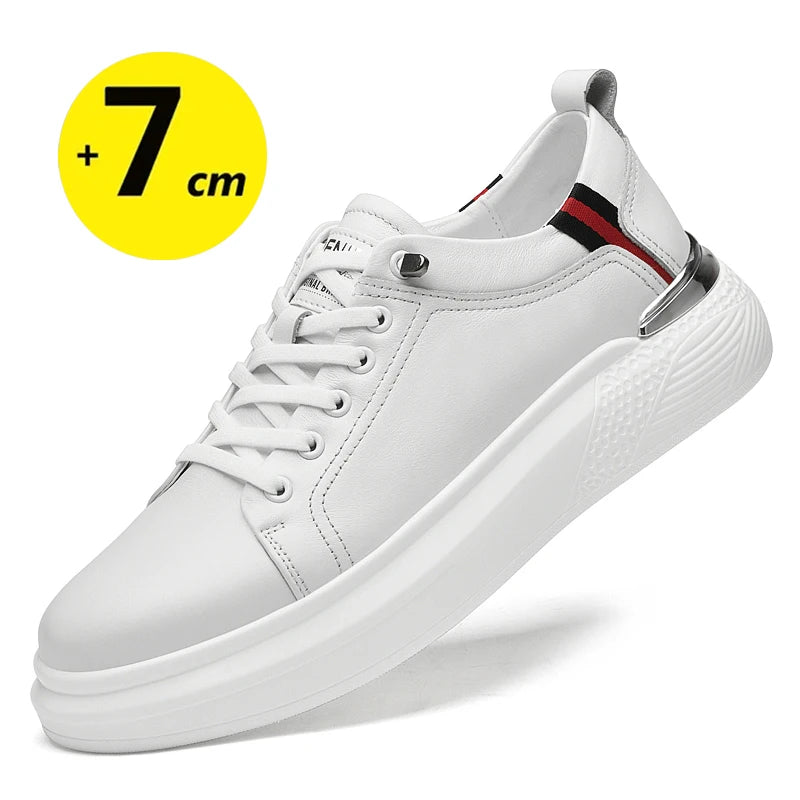 Elevator shoes for man height increase 7cm 2025 Luxury sneaker Genuine Leather Men's Hidden Heels Casual Shoe Heights Genuine Le - IFINDALL