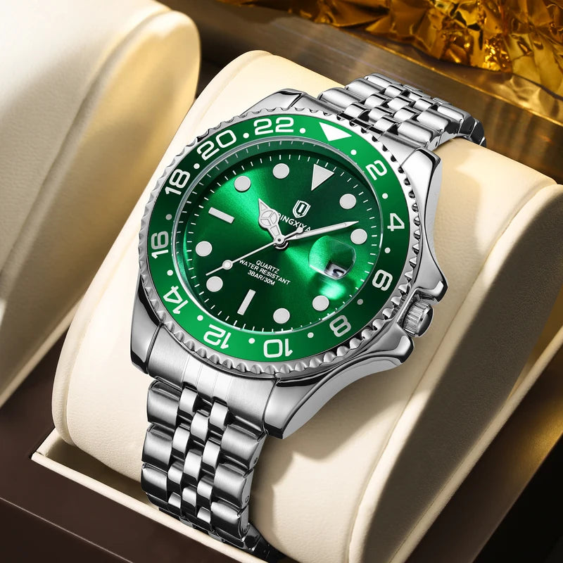 QINGXIYA Luxury Quartz Men Watch Waterproof Luminous Date Man Watch Stainless Steel Business Wristwatches Male Clock Reloj+Box - IFINDALL