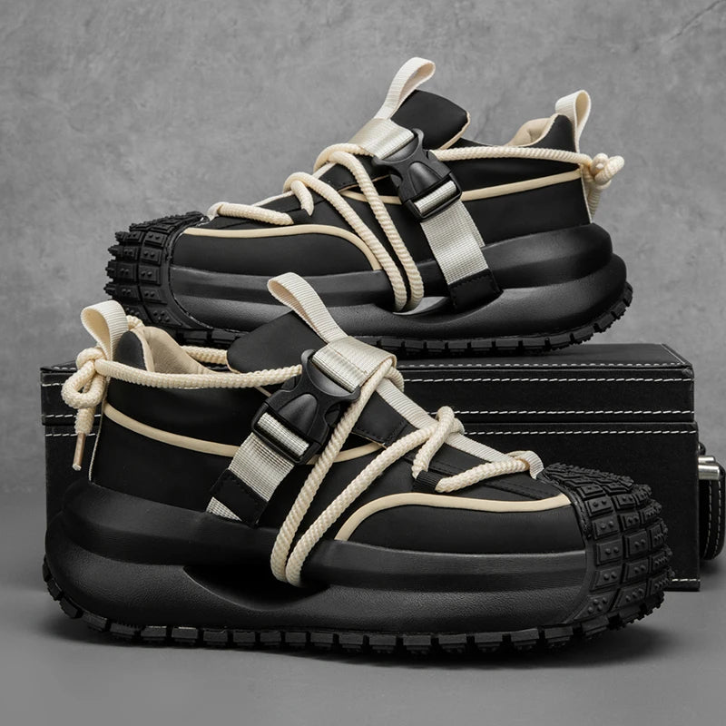 Chunky Sneaker Men Designer Sport Shoes Fashion Casual Microfiber Leather Fabric Breathable Height Increased Flat Platform Shoes - IFINDALL