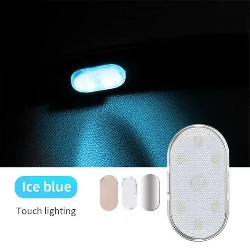 1PC LED Car Mini Touch Light USB Charging Portable Auto Ceiling Reading Night Lamp Wireless Magnetic Decoration Ambinet Light - IFINDALL