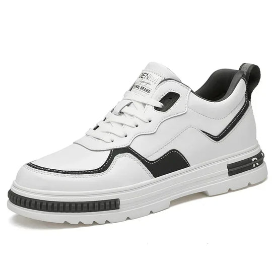 New height increasing 6/8cm men's leather boots breathable casual shoes athletic jogging gym shoes fashion leather sports shoes - IFINDALL
