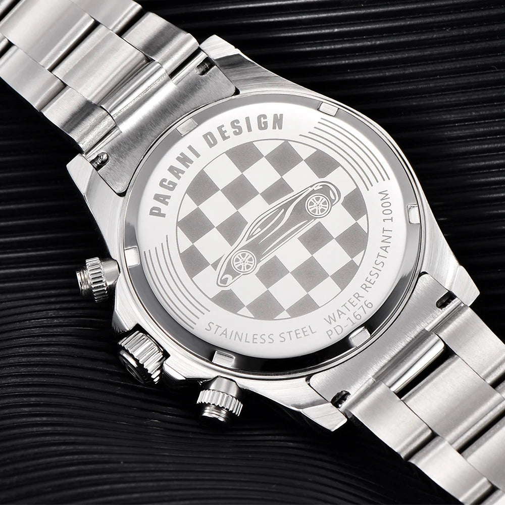 PAGANI DESIGN New Men's Quartz Watch Fashion Ceramic bezel Chronograph 100m Waterproof Men's Stainless Steel Watch - IFINDALL
