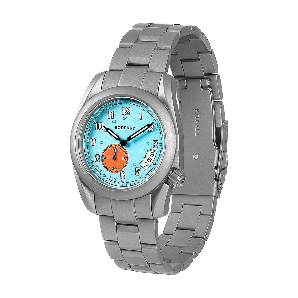 Boderry Field Watch Titanium Quartz Watches VOYAGER 38 Mens 100M Waterproof Clock Military Sport Luminous Business Wristwatch - IFINDALL
