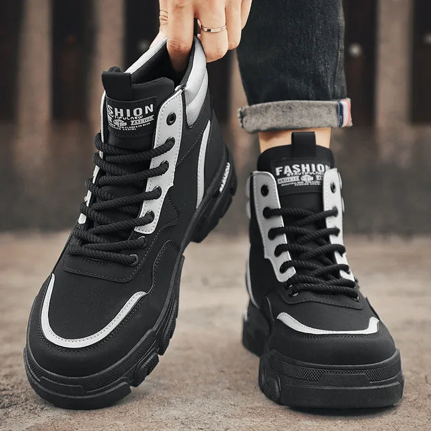 Brand Men's High-top Ankle Boots 2024 Autumn New Outdoor Quality Working Shoes Man Sneaker Hard-Wearing Non-slip Safety Shoes - IFINDALL